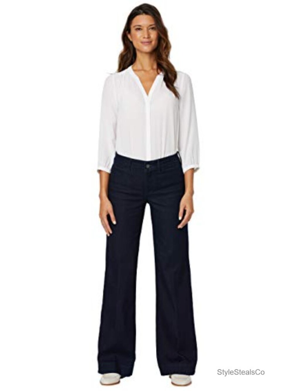 Wide Leg Trouser Jeans High Rise Slim Fit Stretch Denim Women's